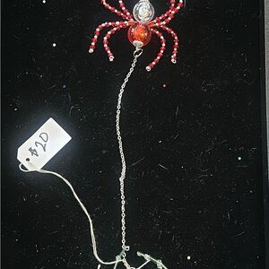 Red and Green Beaded Spider Ornament